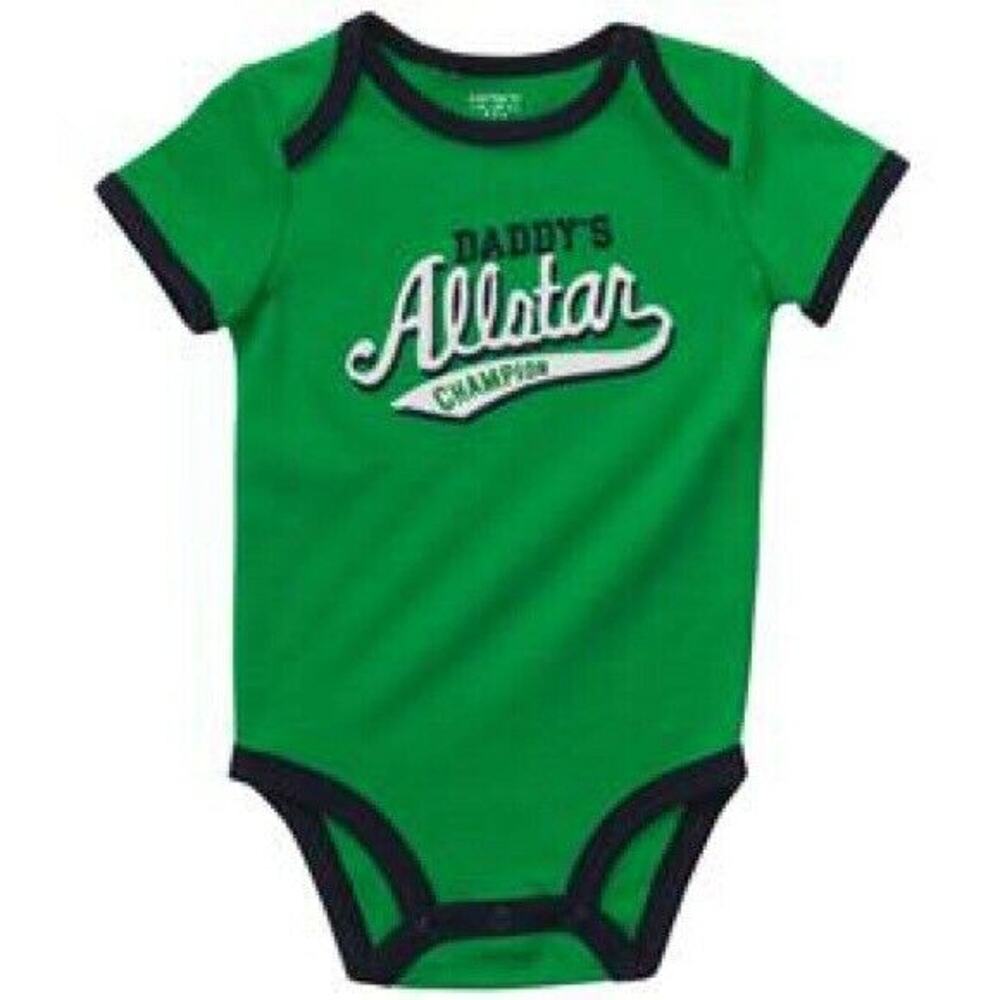 Carter's Boys Bodysuit‎ Size 3 Months Daddy's Allstar Champion Green NEW